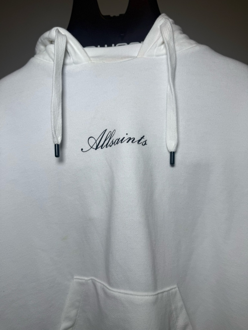 All Saints Oversized White Script Logo Hoodie - Women's Pullover - Picture 4 of 14